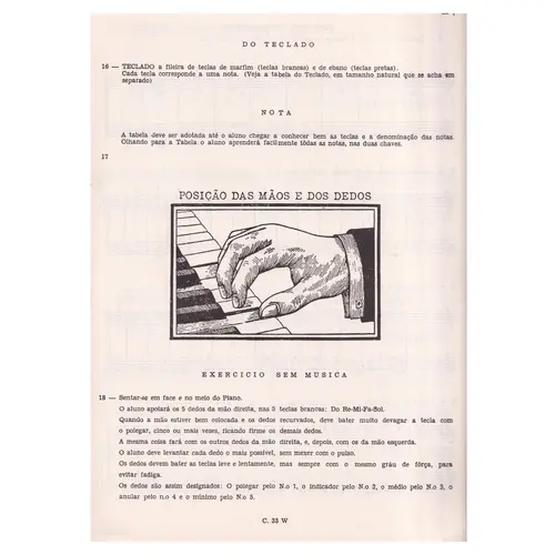 Método de piano para continuação do método infantil