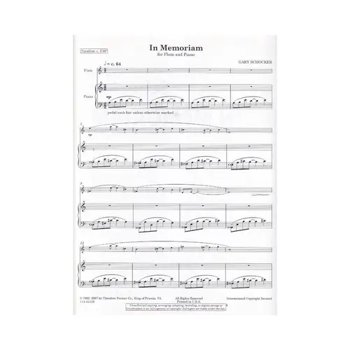 In Memoriam For Flute And Piano