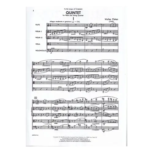 Quintet For Flute And String Quartet (1942) - Full Score