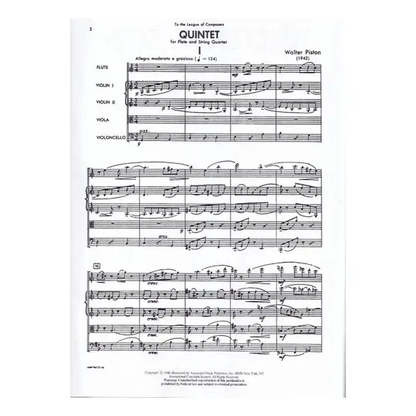 Quintet For Flute And String Quartet (1942) - Full Score