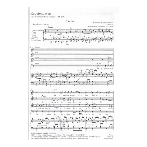 Requiem KV 626  - Vocal Score
