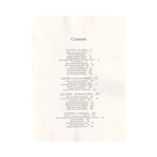 La Boheme in full score
