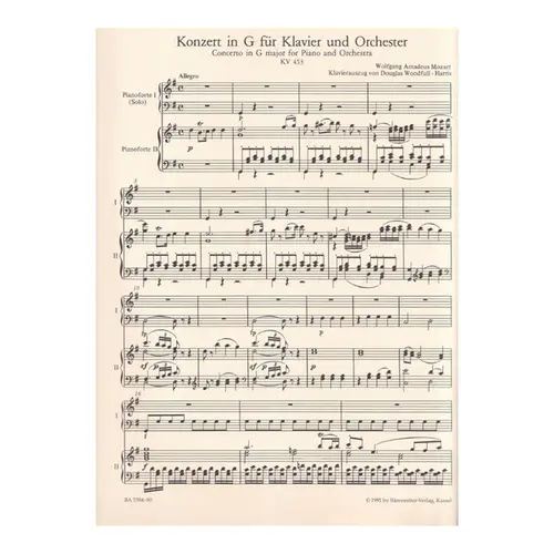 Concerto In G Major N.17 For Piano And Orchestra Kv 453 - Piano Reduction