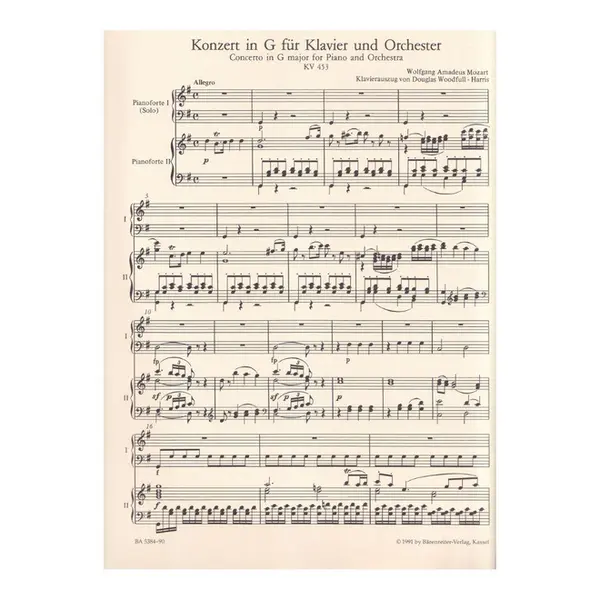 Concerto In G Major N.17 For Piano And Orchestra Kv 453 - Piano Reduction