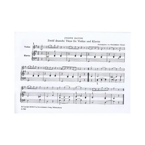 Zwolf Deutsche Tanze fur violine und Klavier
