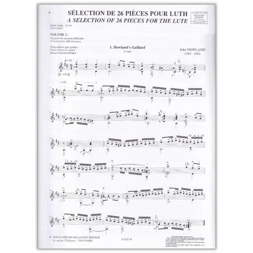 Sélection De 26 Pieces Pour Luth Vol.2 - 10 Pieces De Moyenne Difficulté