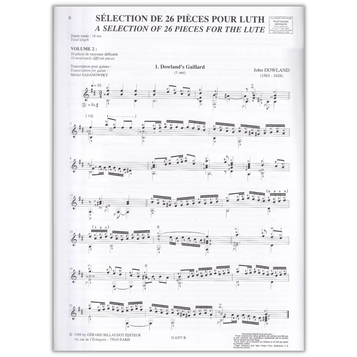 Sélection De 26 Pieces Pour Luth Vol.2 - 10 Pieces De Moyenne Difficulté