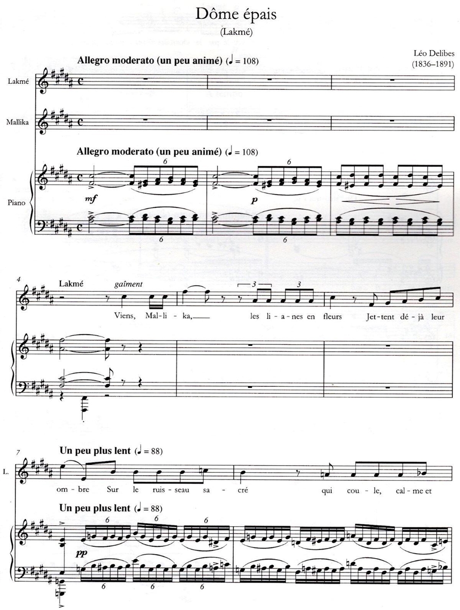 Dome Epais (Flower Duet From Lakme) Canção para duo de canto soprano e