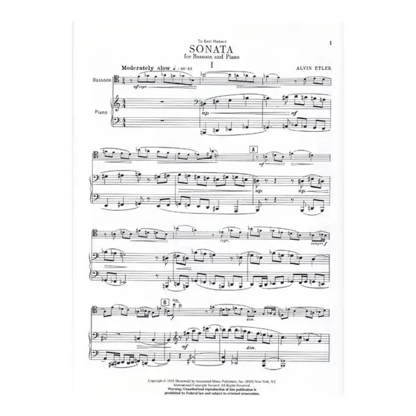 Sonata For Bassoon And Piano