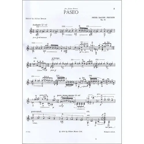 Paseo for solo guitar