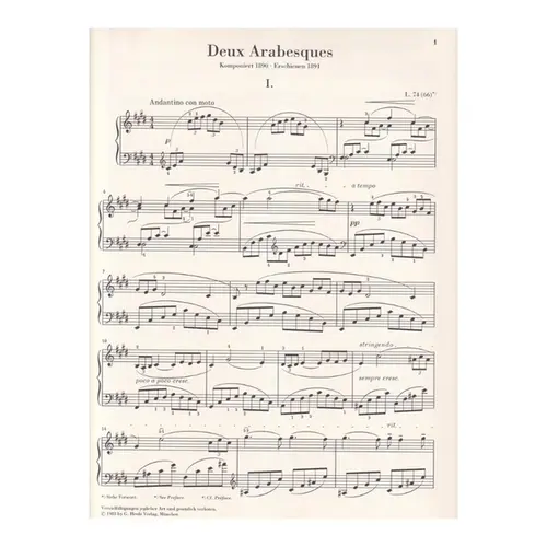 Deux Arabesques - Urtext