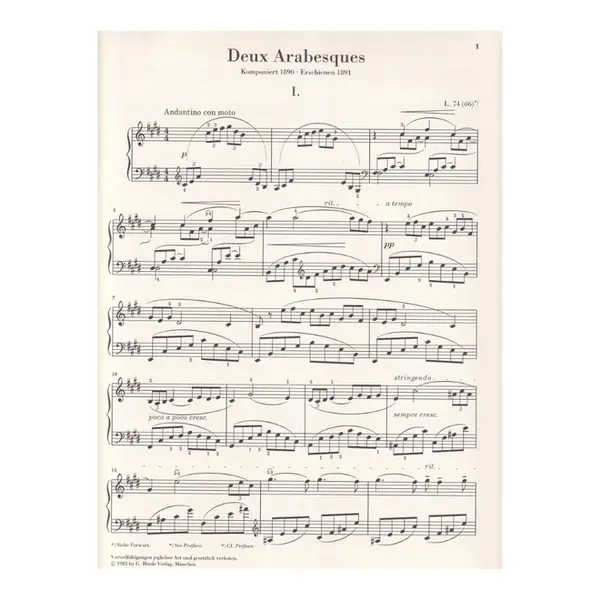 Deux Arabesques - Urtext