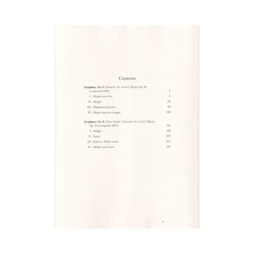 Symphonies N. 8 And 9 (New World) In Full Score