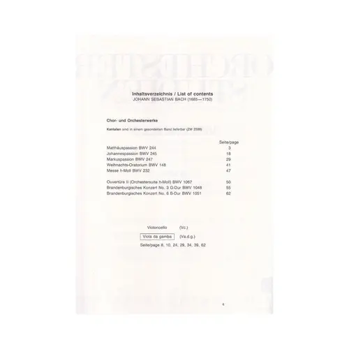 Orchester Studien - Violoncello - Bach (Chor Und Orchesterwerke)