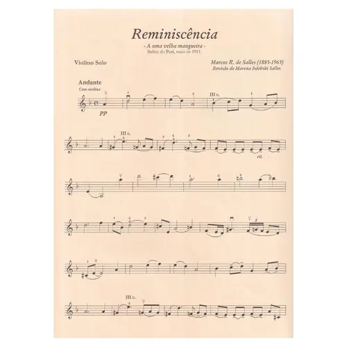 Reminiscência (a uma velha mangueira) para violino solo - MS Op.59