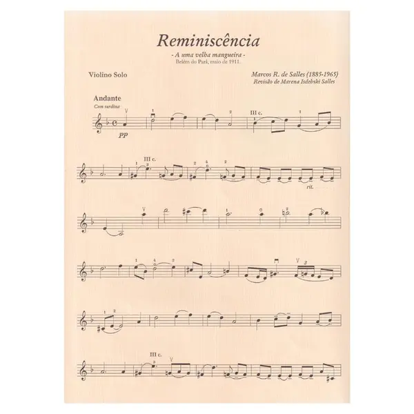 Reminiscência (a uma velha mangueira) para violino solo - MS Op.59