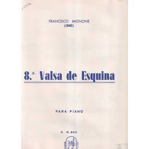 8ª Valsa De Esquina  para piano