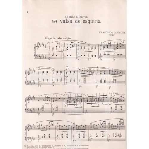8ª Valsa De Esquina  para piano