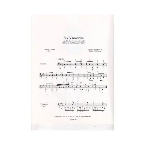 Six Variations Sur La Chanson Nationale Op.49