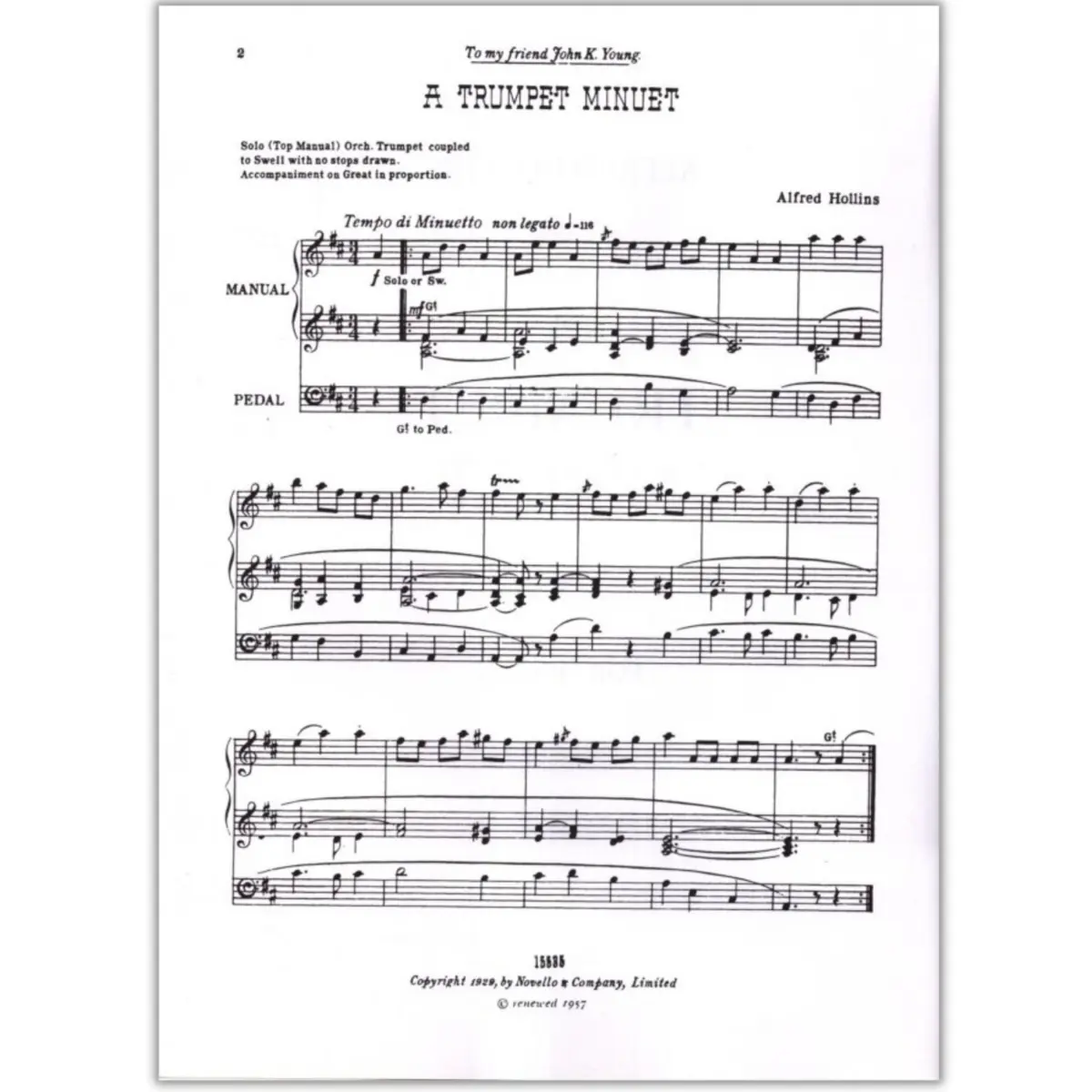 A Trumpet Minuet For Organ