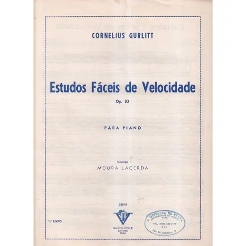 Estudos Faceis De Velocidade Op.83  - Vol .1 - Exemplar Antigo