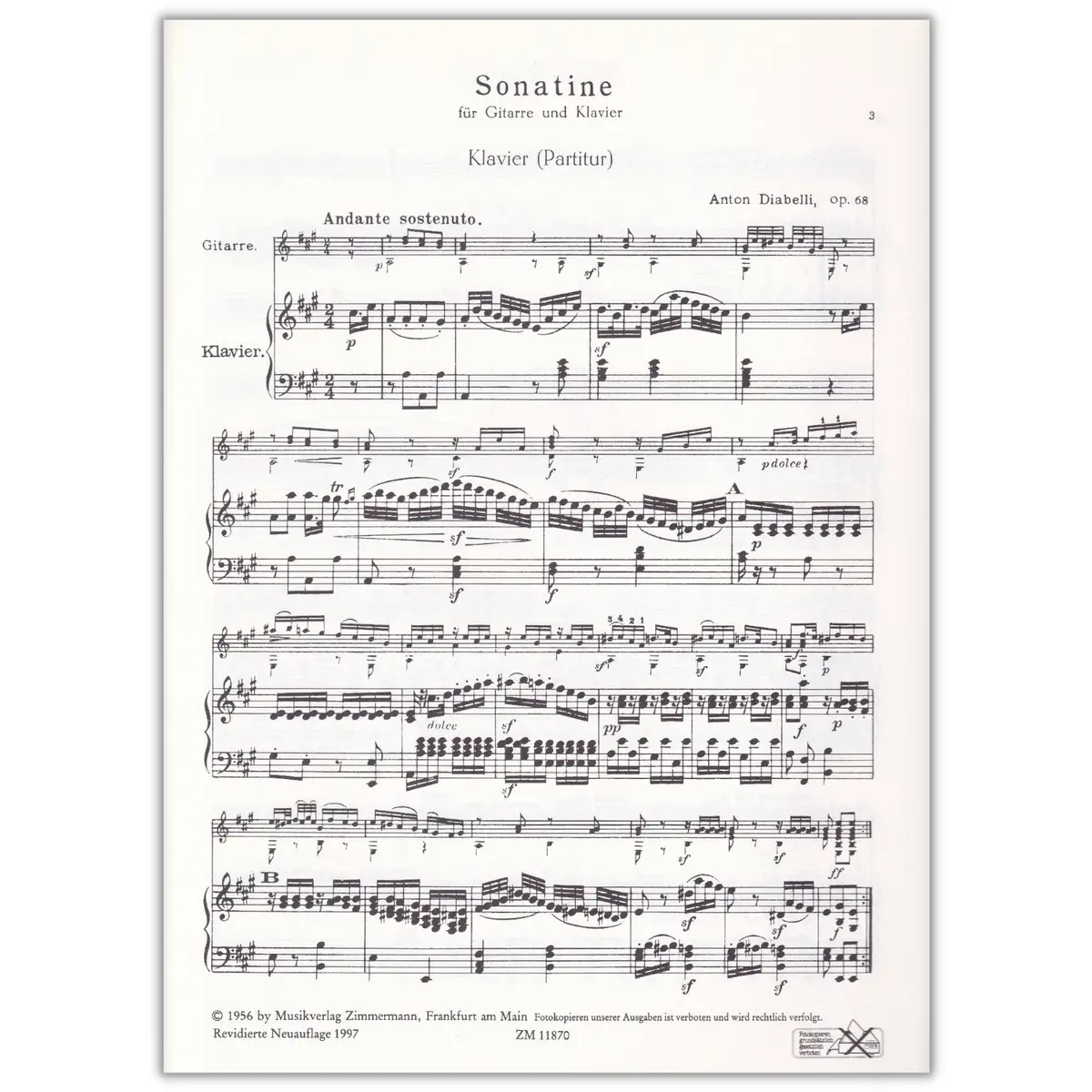 Sonatine Op.68 Fur Gitarre Und Klavier