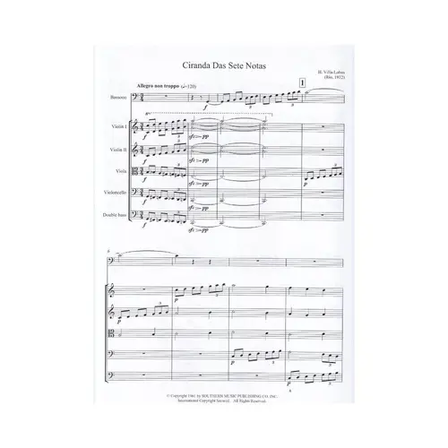 Ciranda Das Sete Notas For Bassoon And String Orchestra - Full Score