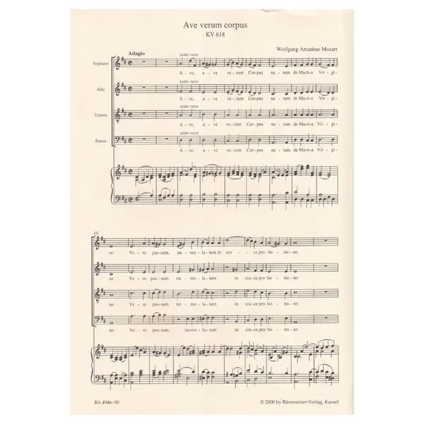Ave Verum Corpus - Kv 618 (Canto E Piano)