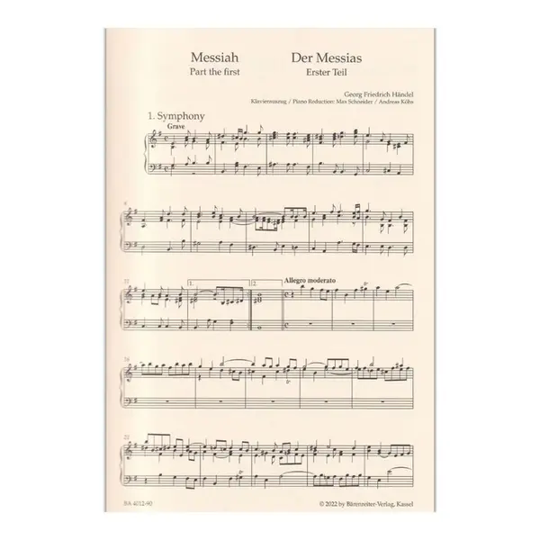 Messiah ( Der Messias) - HWV 56 - Vocal Score - Urtext