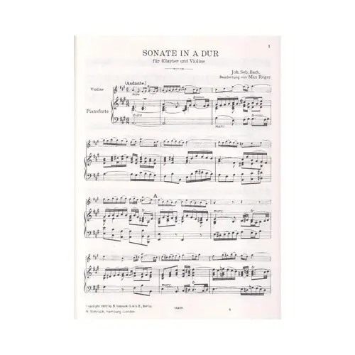 Violin Sonata N.2 In A Major - Bwv 1015