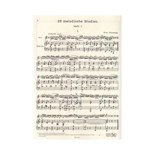 25 Melodische Studien For Oboe Band 1