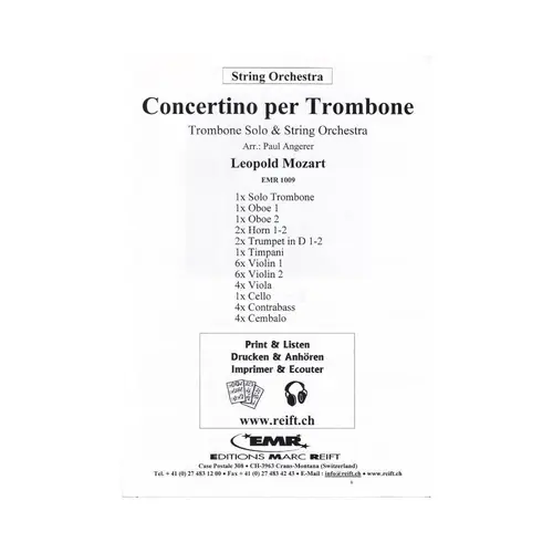 Concertino For Trombone E Strings - Score+Parts