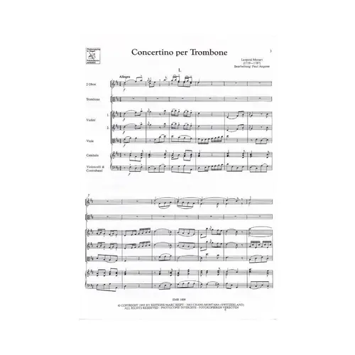 Concertino For Trombone E Strings - Score+Parts