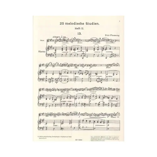 25 Melodische Studien For Oboe Band 2