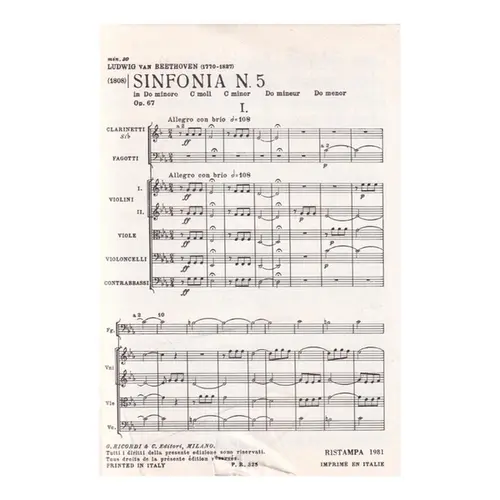Sinfonia N.5 In Do Minore - Op.67  (partitura de bolso)