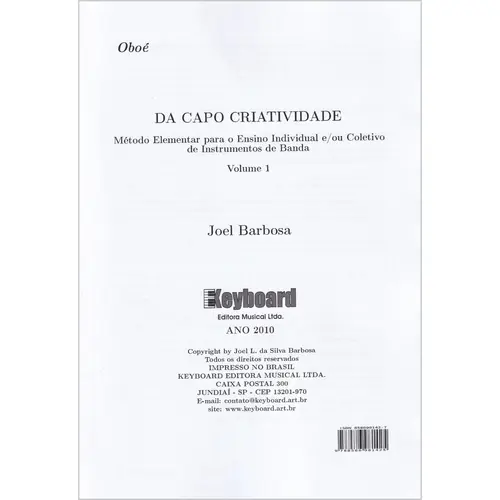 Da Capo Criatividade - Oboé - Vol 1