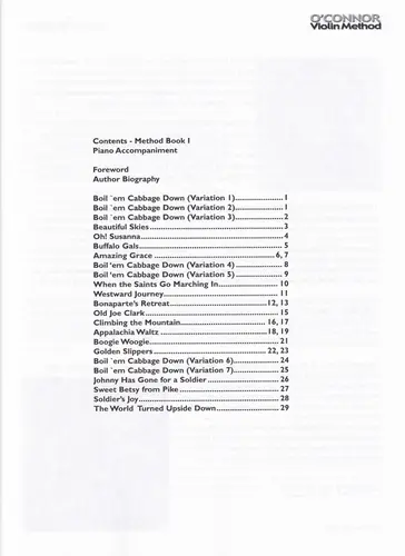 O' Connor Violin Method - Piano Accompaniment Book I