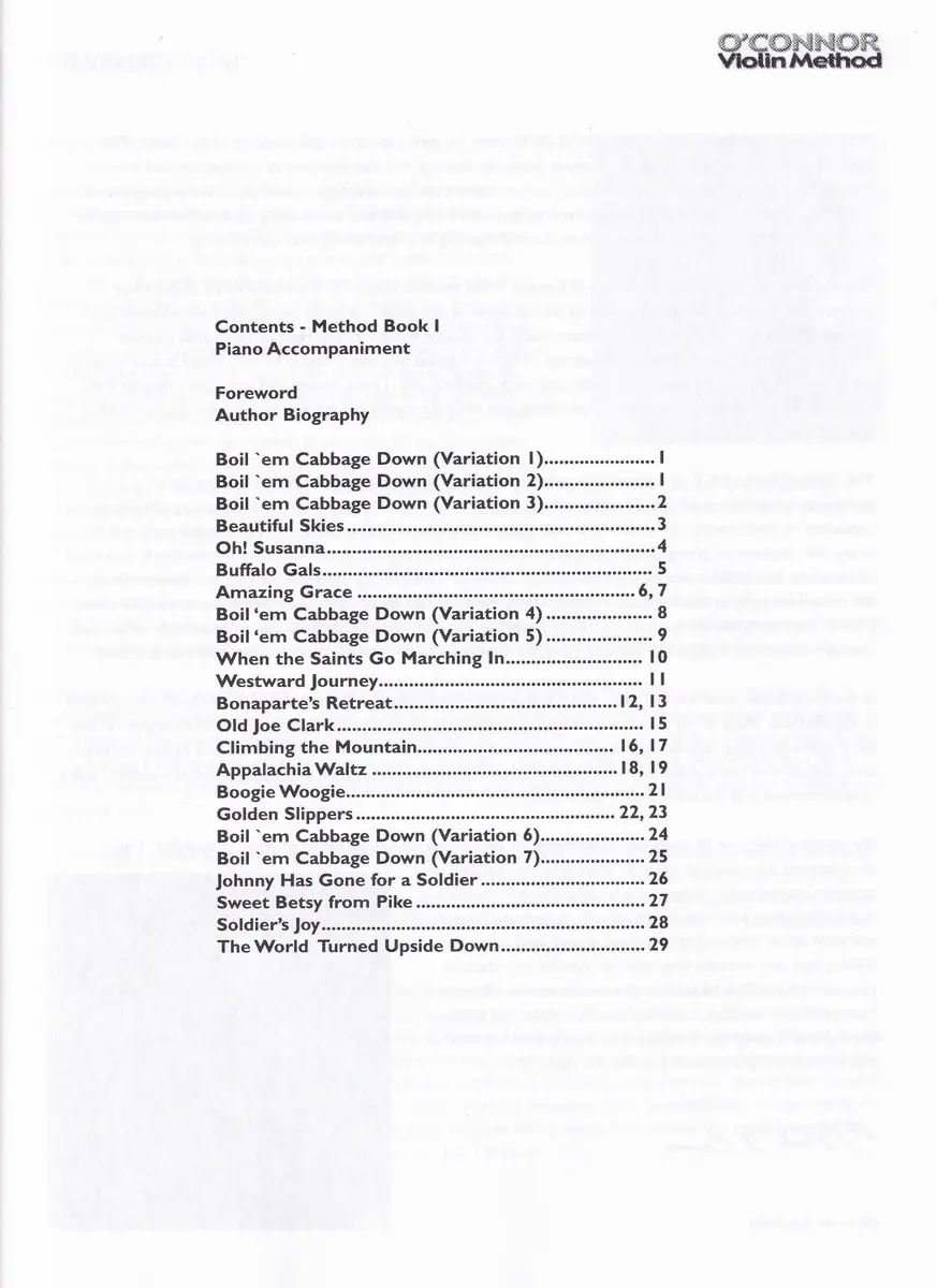 O' Connor Violin Method - Piano Accompaniment Book I