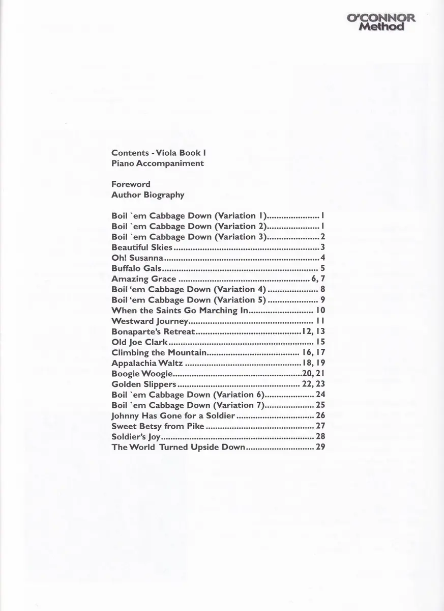 O' Connor Method - Piano Accompaniment Viola Book I