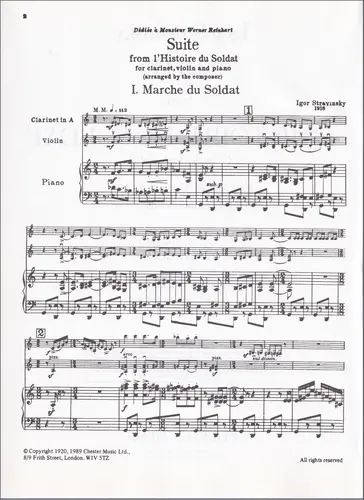 Suite From L`Historie Du Soldat For Clarinet,Violin And Piano