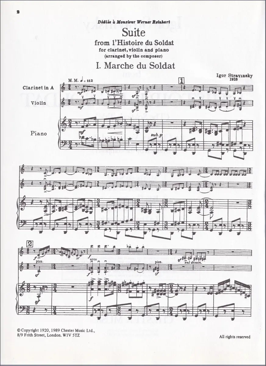 Suite From L`Historie Du Soldat For Clarinet,Violin And Piano