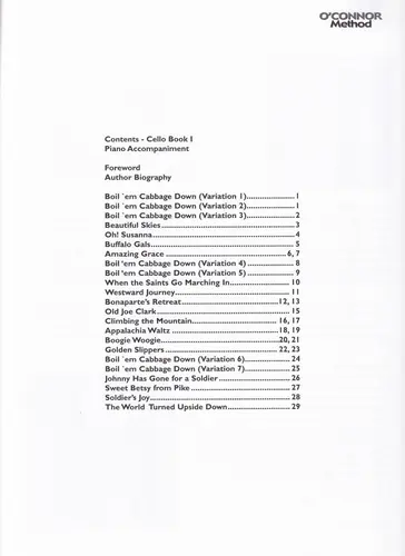 O' Connor Method - Piano Accompaniment Cello Book I