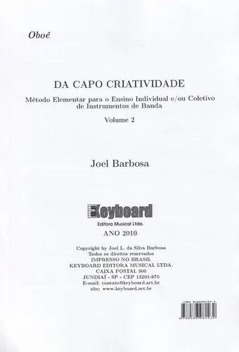 Da Capo Criatividade - Oboé - Vol 2