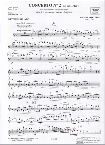 Concerto n.2 en si mineur - reduction pour contrebasse en ré et piano