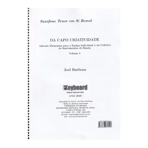 Da Capo Criatividade - Sax Tenor Vol. 1
