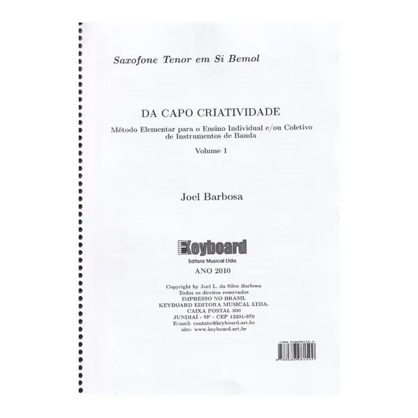 Da Capo Criatividade - Sax Tenor Vol. 1