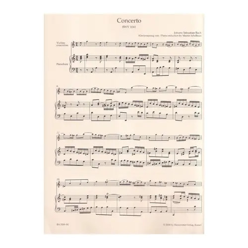 Concerto in A minor for violin, strings and basso continuo BWV 1041 - piano reduction