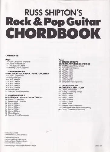 Rock And Pop Guitar Chordbook