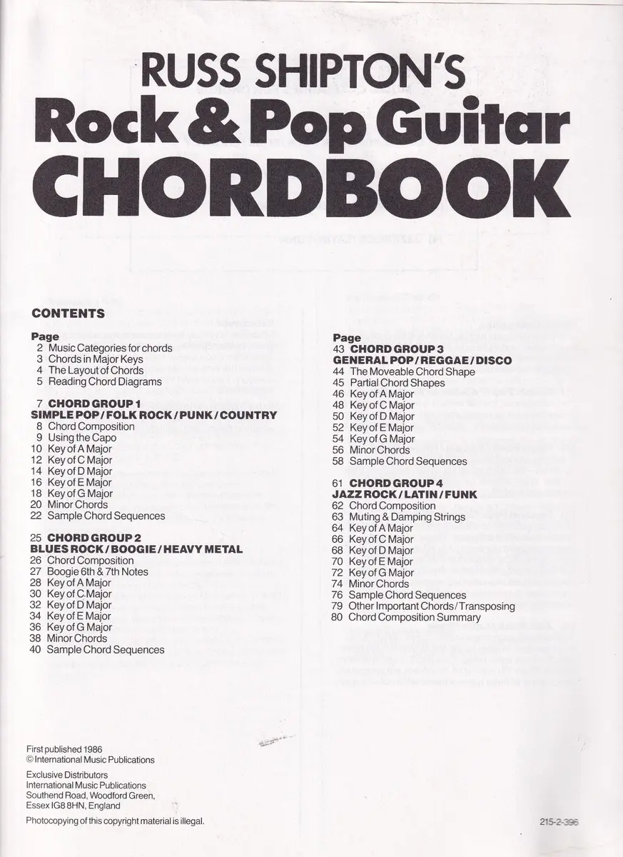 Rock And Pop Guitar Chordbook