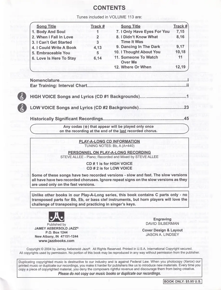 Ja113 - Vocal Standards - Embraceable You - Jamey Aebersold Jazz